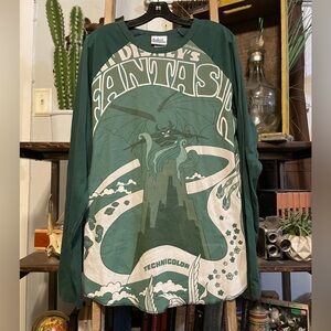 NOS Vintage Disneyland Resort Fantasia Green Baseball Style Shirt NWT Size XL